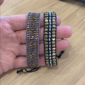 Beaded Bracelet Set - Purple and Gold